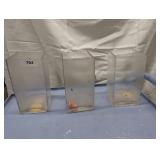 (3) Clear Glass Square Vases