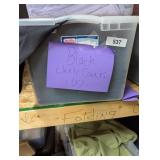 Tote w/ Lid + Approx 100 Chair Covers, Black