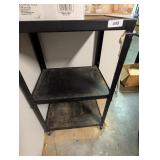 Three Tier Black Metal Rolling Cart