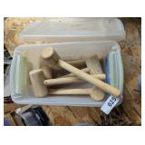 Small Tote w/ Lid + (5) Wooden Mallets