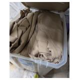 Tote w/ Lid + Approx. 500 Cloth Napkins, Caramel