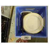 Plastic Milk Crate w/ Assorted Plastic Plates