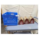 Milk Crate w/ (3) Barn Shaped Wooden Birdhouses