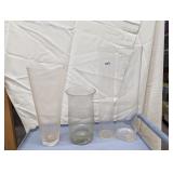 (4) Clear Vases, Various Shapes & Sizes