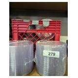 Milk Crate w/ Plastic Clear Plates 6.25 in