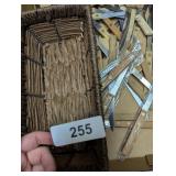 Wood Handled Brand Knives & Small Basket