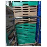 Rolling Cart w/ (8) Plastic Crates Full of