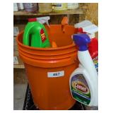 Plastic Bucket w/ Partial Cleaning Supplies