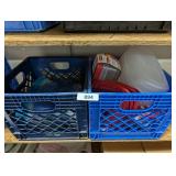 (2) Milk Crates w/ Assorted Storage Containers