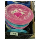Plastic Milk Crate w/ Plastic Dinner Plates