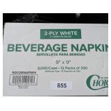 (1) Case 2 Ply White Beverage Napkins