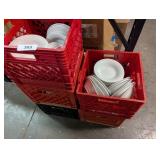 (5) Plastic Milk Crates w/ Totally Today Bowls, +