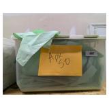 Tote w/ Lid + Approx. 50 Cloth Napkins, Lime Green