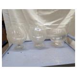 (3) Clear Glass Margarita Style Decorative Vases