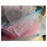 Tote w/ Lid + Approx. 150 Chair Ties, Pink Sheer