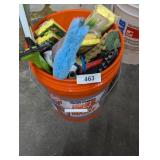Plastic Bucket w/ Assorted Brushes & Sponges