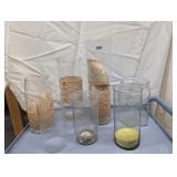 Assorted Clear Glass Vases & (1) Votive