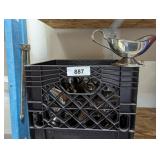 Plastic Milk Crate w/ Vollrath Metal Gravy Boats