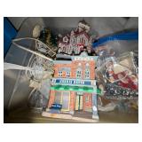 Tote w/ Lid + Christmas Village Decor