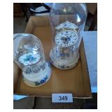 (2) Linder Table Clocks w/ Plastic Domes