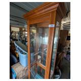 Oak Lighted Curio Cabinet w/ Glass Shelves