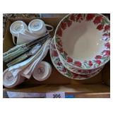Gibson Dishes w/ Cloth Napkins & Gibson Silverware