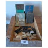Chess Pieces & Vintage Books