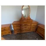 Dresser w/ Mirror + (2) Night Stands