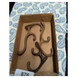 (3) Brass Tone Wall Hooks