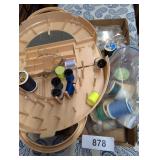 Vintage Plastic Sewing Kit + Assorted Thread