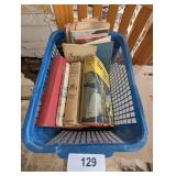 Small Plastic Tote w/ Vintage Books