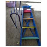 Painted Wooden Ladder & Purple Metal Towel Rack