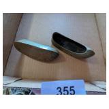 (2) Vintage Brass Etched Shoe Ashtrays