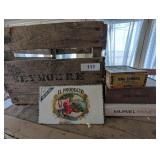 Wooden Crate w/ Cigar Boxes