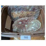 Plastic Shopping Basket w/ Glass Serving Plates &