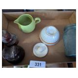 Ceramic Bowl, Pitcher, Insulators & Ball Jar