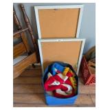 (2) Cork Board, Handmade Flag Blanket &