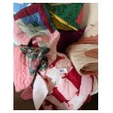 (4) Quilted Bedspreads & Quilted Christmas Throw-*