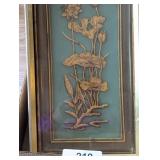 (4) 3D Metal Flower Shadow Box Art