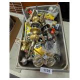 Metal Tub w/ Door Knobs, Door Hinges & Other