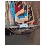 (2) Metal Milk Crates w/ Assorted Books