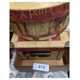 Hat Box, (2) Clutches, Wooden Box w/