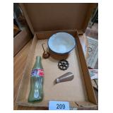Enamelware Bowl, Shoe Horn, Oil Can, +