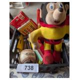 Small Plastic Crate w/ Mighty Mouse Plush, +