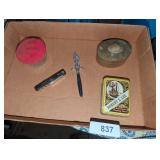 Glass Container, Brass Box, Letter Opener & Other