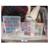 Tote w/ Lid + Cross Stitch Items