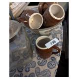 Candy Jar, (4) Barrel Mugs & Bowl