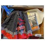 Umbrella, (2) NIP Ponchos, Dust Pan, +