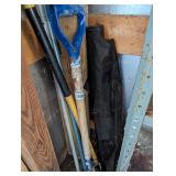 Mop Handles, Pitch Fork, Weed Barrier (Partial) &