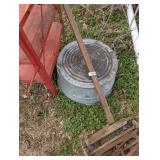 Metal Shelf, Galvanized Wash Tub &